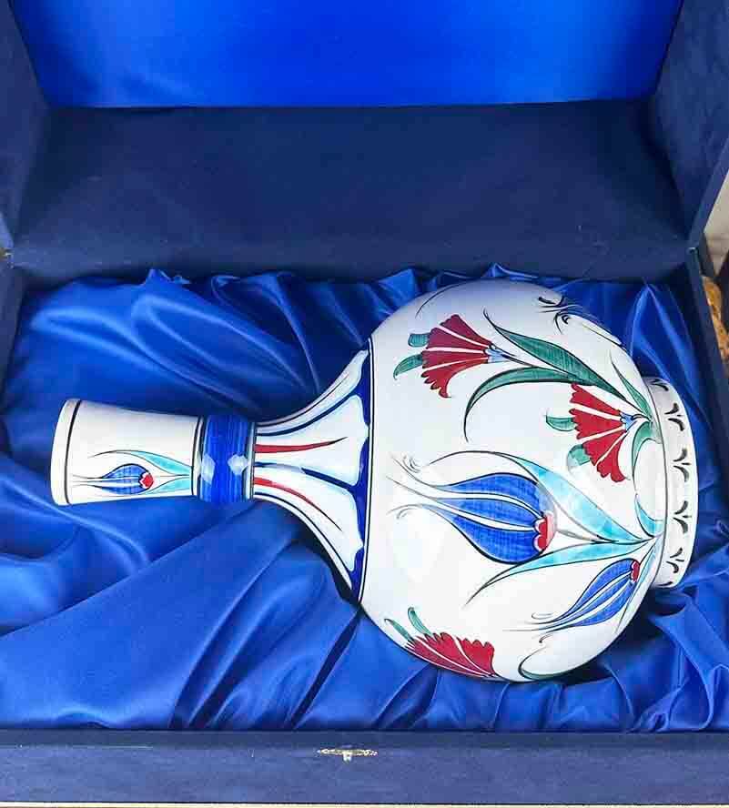 Geleneksel Lale & Karanfil – İznik Çini Vazo - 3