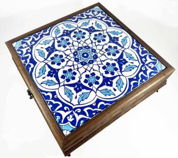 Geometrik Desen Ahşap Takı Kutusu - Çini Evi