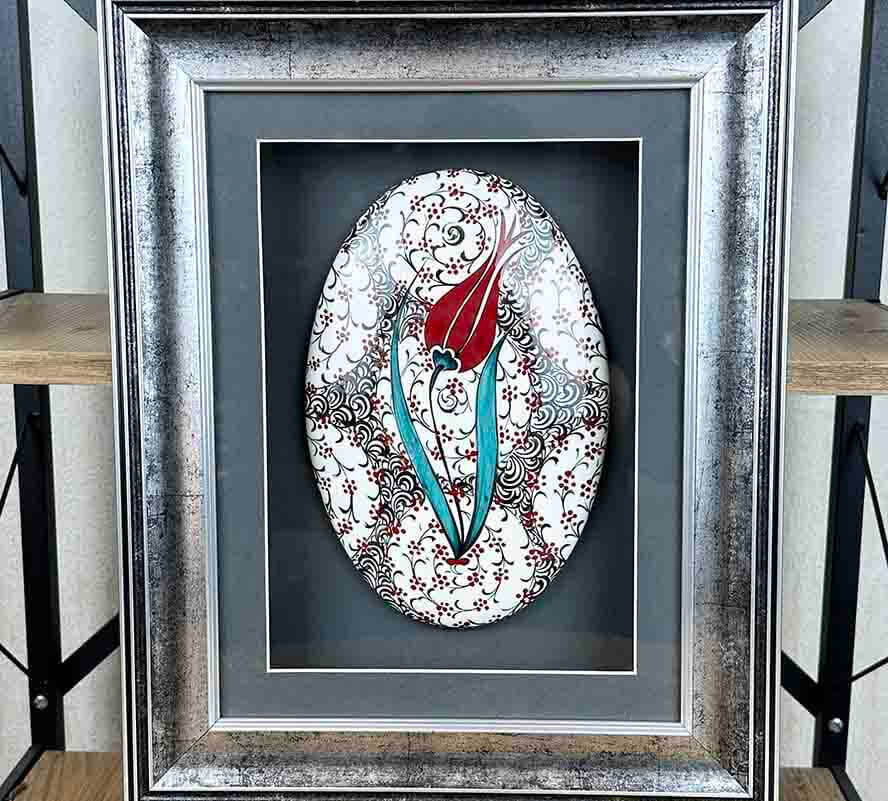 Geschenk für ausländische Geschäftspartner – İznik Çini Wandbild mit Tulpen- und Haliç-Motiv - 1