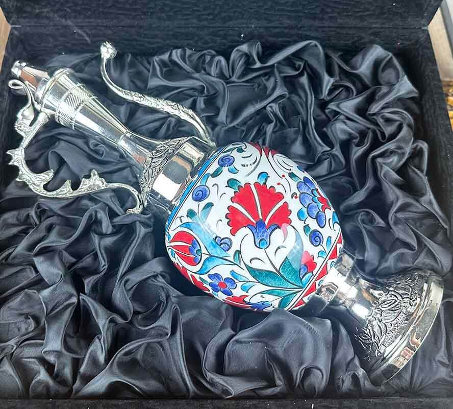 Geschenk für Geschäftspartner – silberbeschichtetes Iznik-Keramik-Kannen-Set - 3