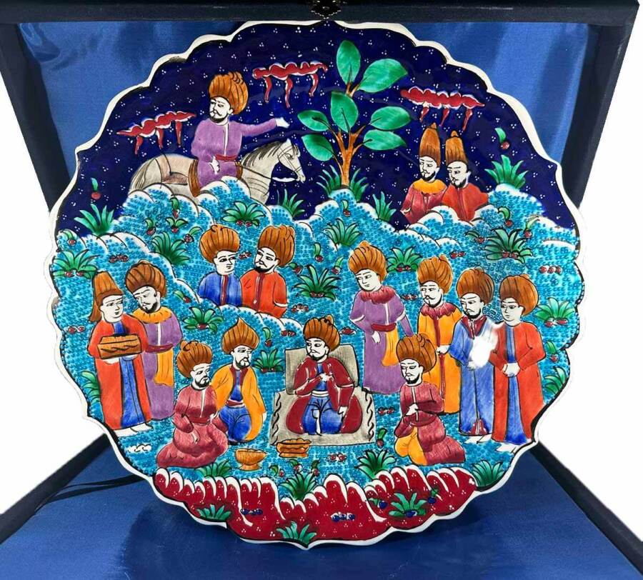 Geschenk für Staatsoberhäupter – Handgefertigter İznik-Keramikteller mit Miniaturmotiv - 1