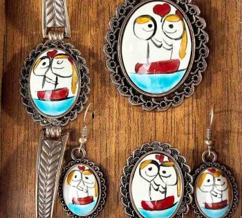 Geschenk für Verliebte – İznik Keramik Schmuckset „Verliebtes Paar“ - Çini Evi