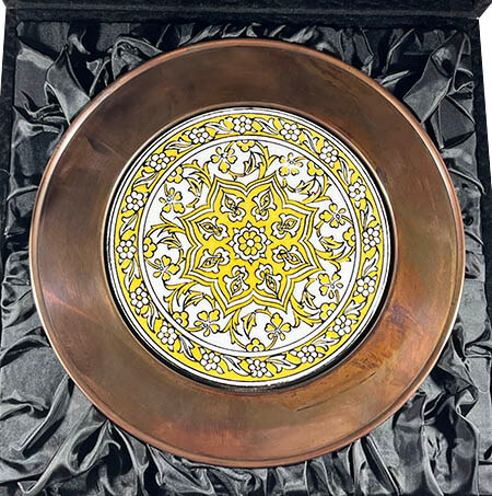 Gift abroad, yellow daisy 25cm copper plate - 3