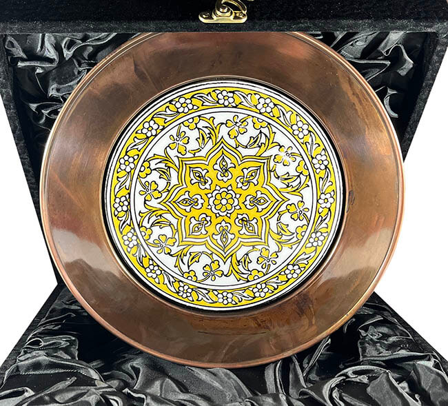 Gift abroad, yellow daisy 25cm copper plate - 1