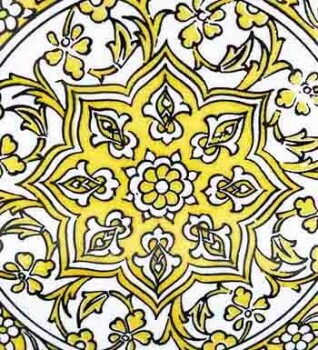 Gift abroad, yellow daisy 25cm copper plate - Çini Evi (1)