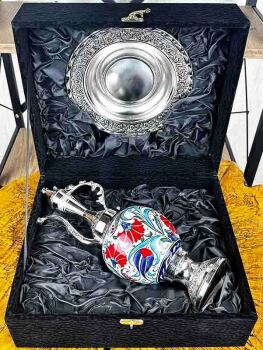 Gift for a Foreign Partner: Silver-Plated İznik Tile Ewer Set - Çini Evi (1)