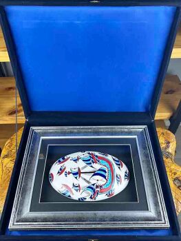 Gift for a Sailor – Handmade Framed Iznik Tile Panel with Ottoman Galleon Motif - 3