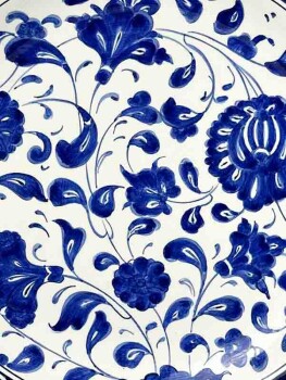 Gift for District Governor Blue and White Lotus Motif Iznik Tile Plate - Çini Evi (1)