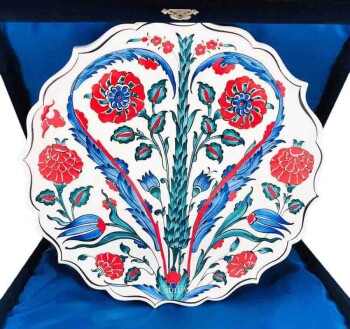 Gift for Mayor 30 cm Iznik Ceramic Plate - Çini Evi