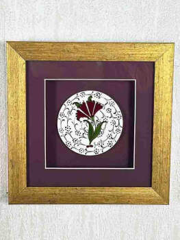 Carnation Motif Iznik Ceramic Gift Plaque - 5