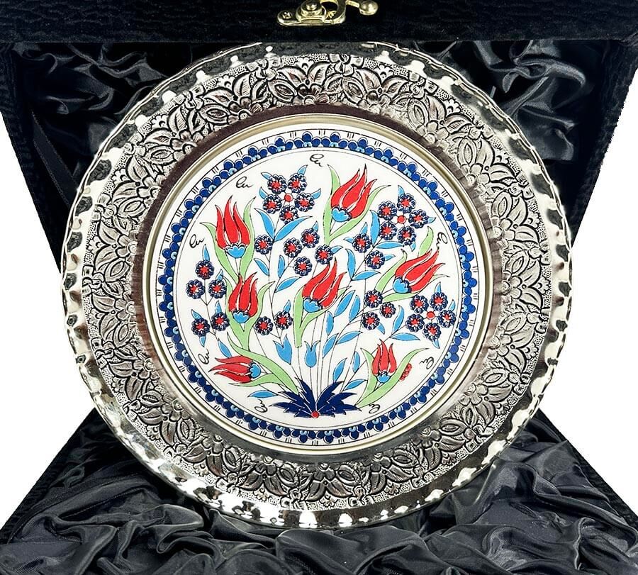 Gift to the President, blue and white bronze 25cm plate - 1