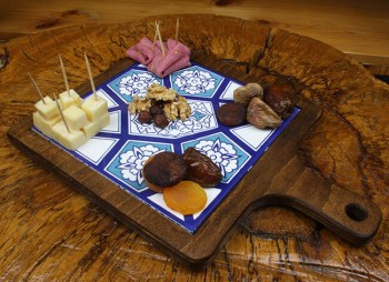 Geometric Motif Wooden Serving Tray - Çini Evi