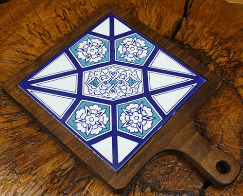 Geometric Motif Wooden Serving Tray - 2