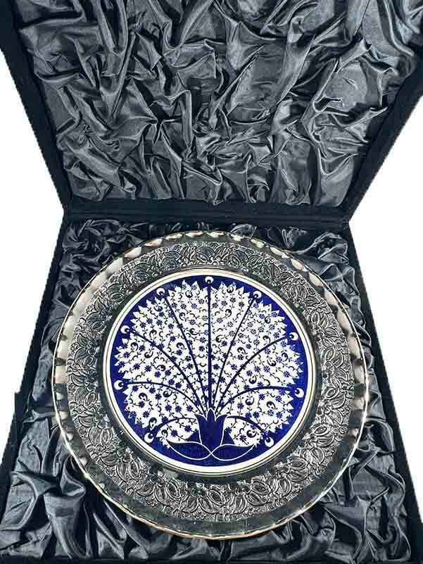 Golden Horn Patterned Silver Decorative Plate - 2