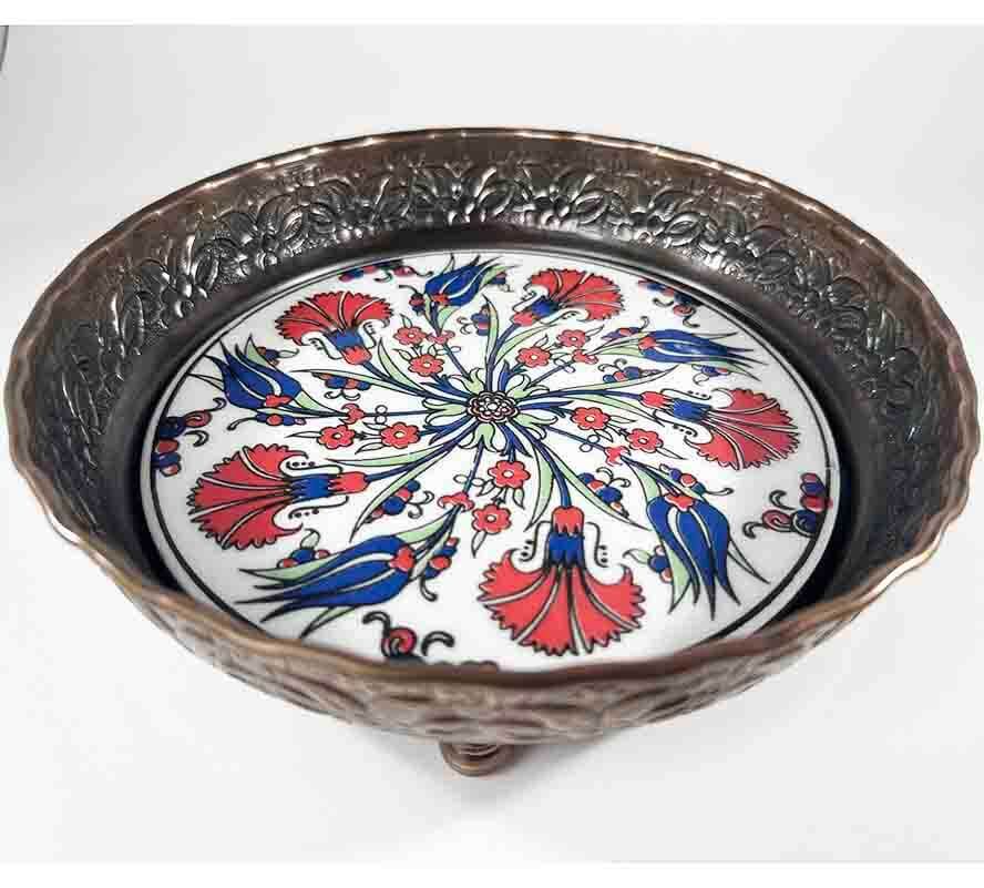 Goldfarbene Zuckerdose mit Tulpen- und Nelkenmotiv – Symbolischer Luxus im osmanischen İznik-Stil - 1