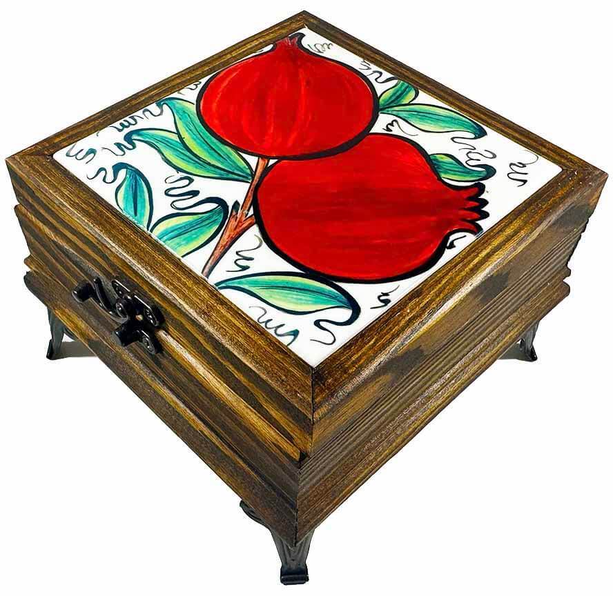 Granatapfel-Motivierte Organizerbox – Künstlerische Verbindung von Ordnung und Fülle - 1