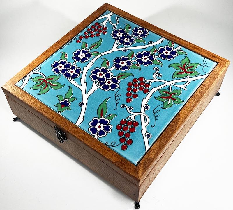 Grape Bunch Pattern Wooden Jewelry Box - 1