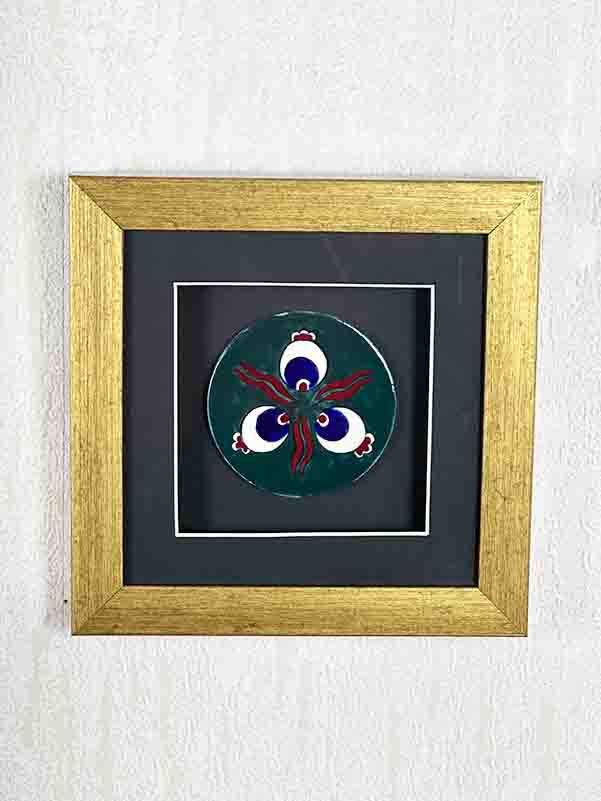 Green Background Cintemani Motif Iznik Ceramic Plaque - 5
