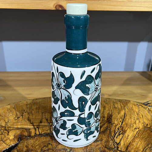 Green Lotus Pattern Iznik Tile Olive Oil Bottle - 2