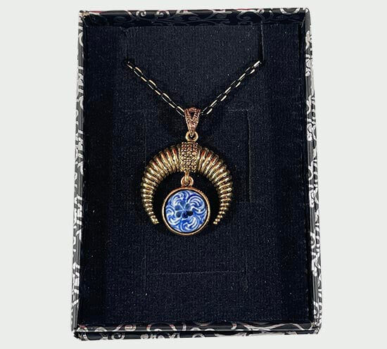 Halic and Clover Iznik Ceramic Crescent Necklace - 2