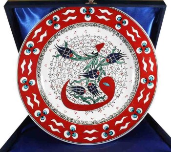 Halic and Vav 30 cm Iznik Ceramic Plate - Çini Evi