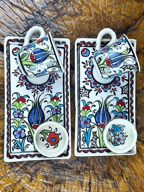 Handcrafted İznik Ceramic Coffee Set for Two – Perfect Housewarming Gift - 2