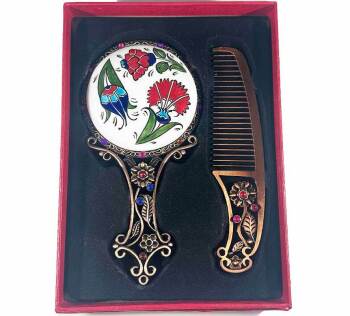 Handcrafted İznik Ceramic Mirror Gift Set – Symbol of Love and Elegance - Çini Evi
