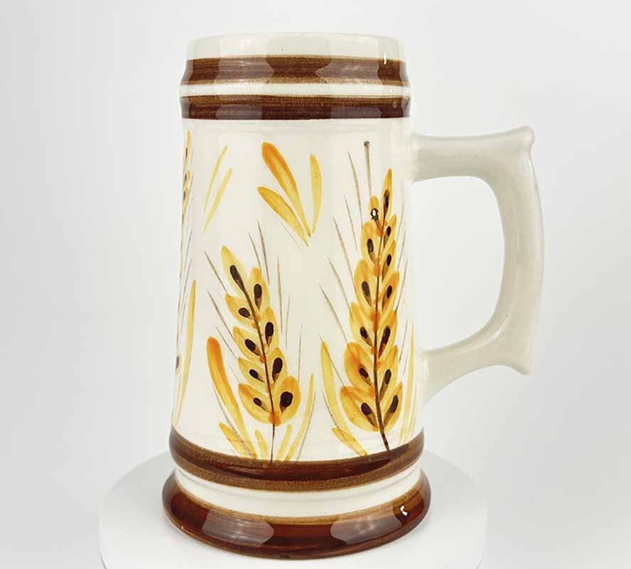 Handgefertigte Keramiktasse mit Henkel und Weizenähren-Motiv - 1