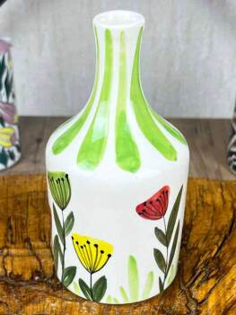 Handgefertigter Olivenölspender mit buntem Blumenmotiv 410 ml - 2