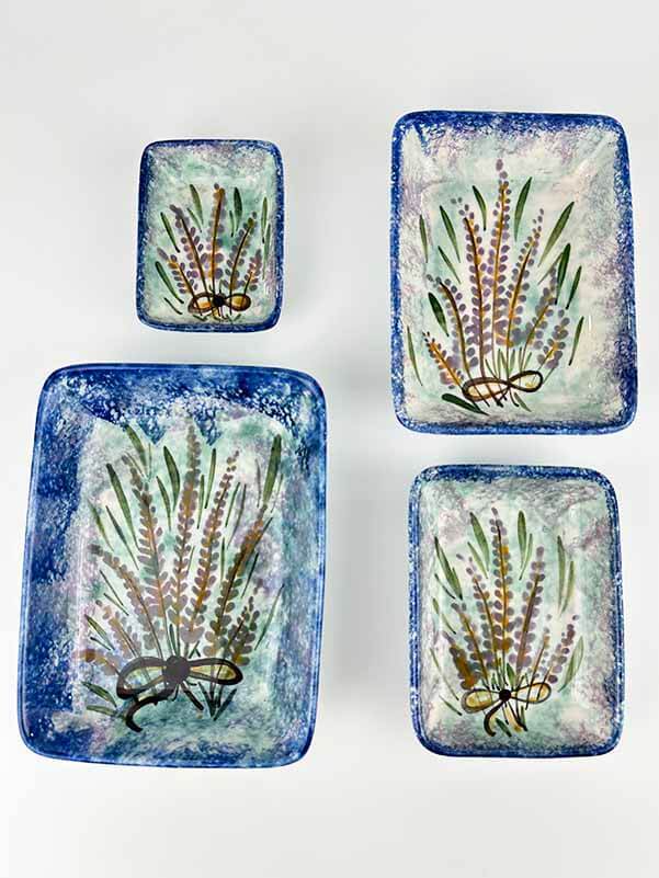 Handgefertigtes 4-teiliges Keramik-Servierschalen-Set mit Lavendelmotiv - 2
