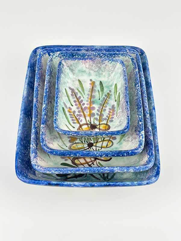 Handgefertigtes 4-teiliges Keramik-Servierschalen-Set mit Lavendelmotiv - 3