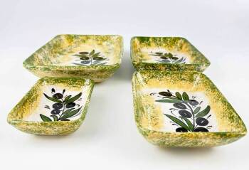 Handgefertigtes 4-teiliges Servierschalen-Set mit Olivenzweig-Motiv - 2
