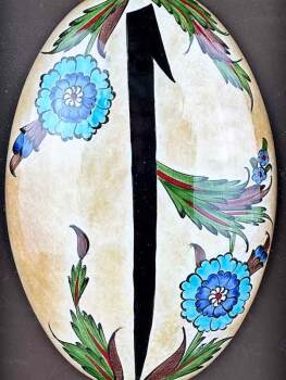 Handmade Iznik Tile Wall Art with Elif Motif – A Symbol of Unity and Spiritual Grace - Çini Evi (1)