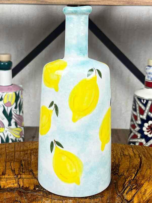 Handmade Lemon Pattern Olive Oil and Sauce Serving Bottle 550 ml - 2