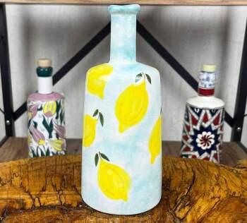 Handmade Lemon Pattern Olive Oil and Sauce Serving Bottle 550 ml - 1