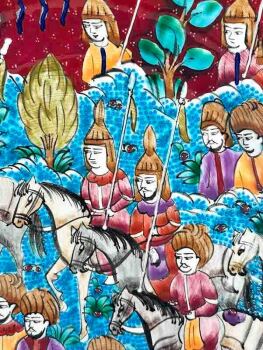 Handmade Miniature Iznik Ceramic Plate - Ottoman Campaign Procession - Çini Evi (1)