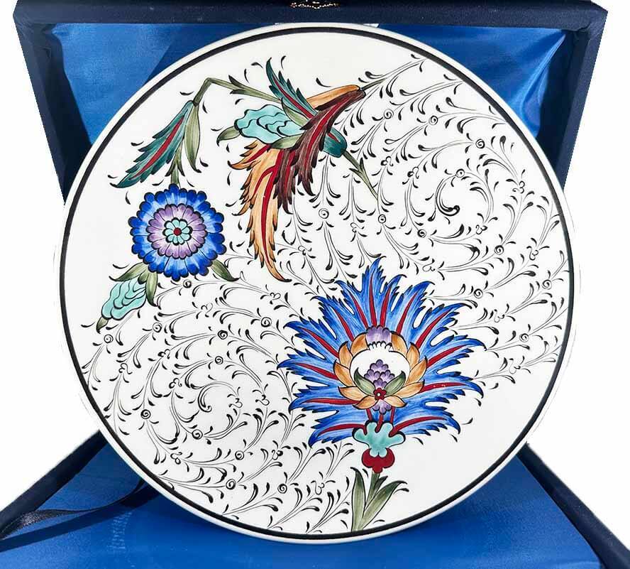 Hatayi Motif Iznik Plate – Home & Office Décor (25 cm / 9.84 inch) - 1