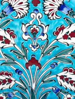 Hatayi- und Nelkenmotiv 25cm Iznik Çini Teller - Çini Evi (1)