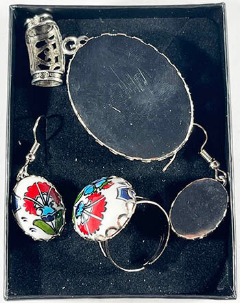 Hatice Sultan İznik Schmuckset – Handgefertigtes Karneol-Motiv in Antik-Silberfassung - 2