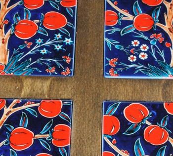 Hayat Ağacı Desenli Ahşap Tepsi - Çini Evi (1)