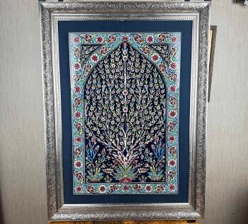 Hayat Ağacı Motifli İznik Çini Pano - Çini Evi