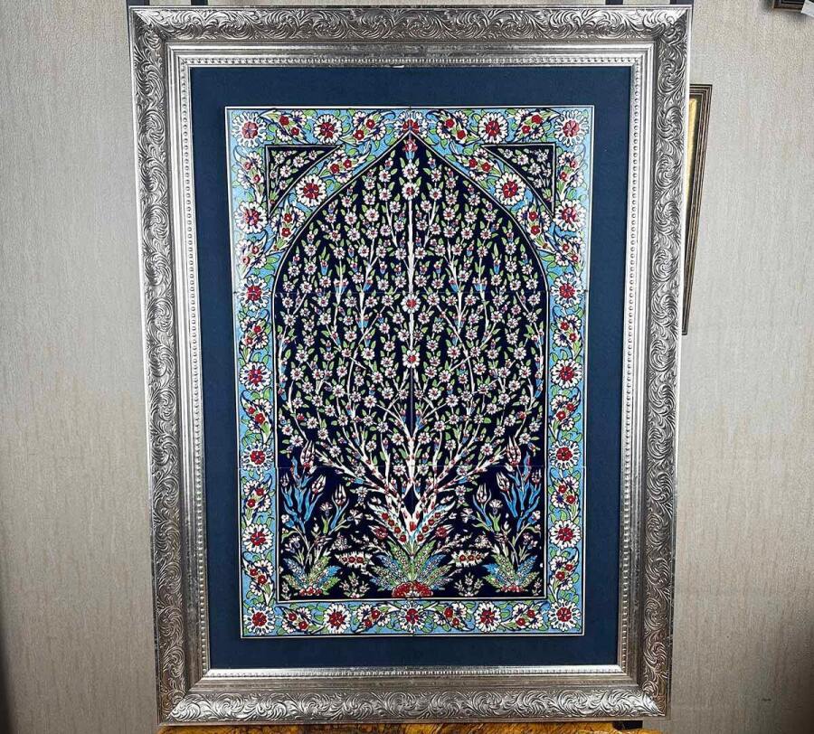 Hayat Ağacı Motifli İznik Çini Pano - 1