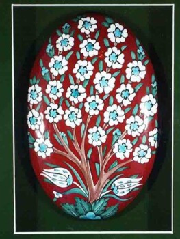 Hayat Ağacı Paspartulu Oval Çini - Çini Evi (1)