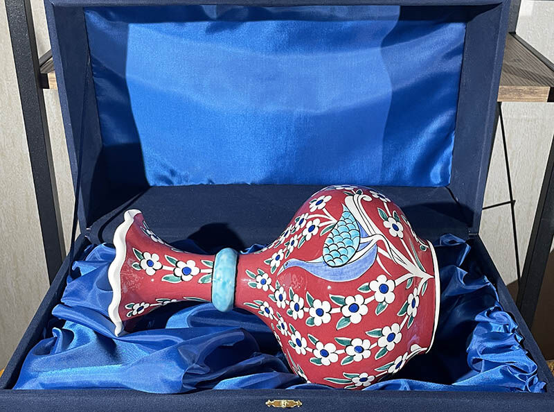 Hayat Ağacı Ve Tavus Kuşu İznik Çini Vazo - 3