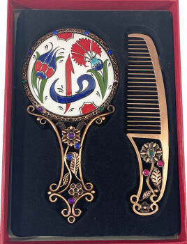 Herbal Pattern Pottery Mirror Set - Çini Evi