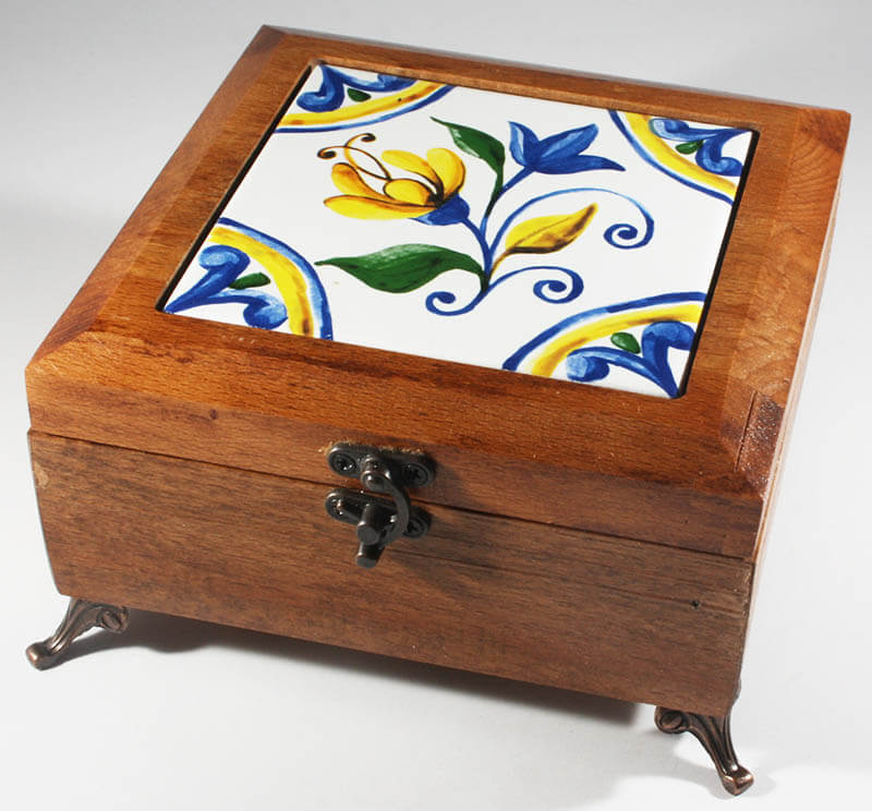 Herbal Patterned Wood Jewelry Box - 1