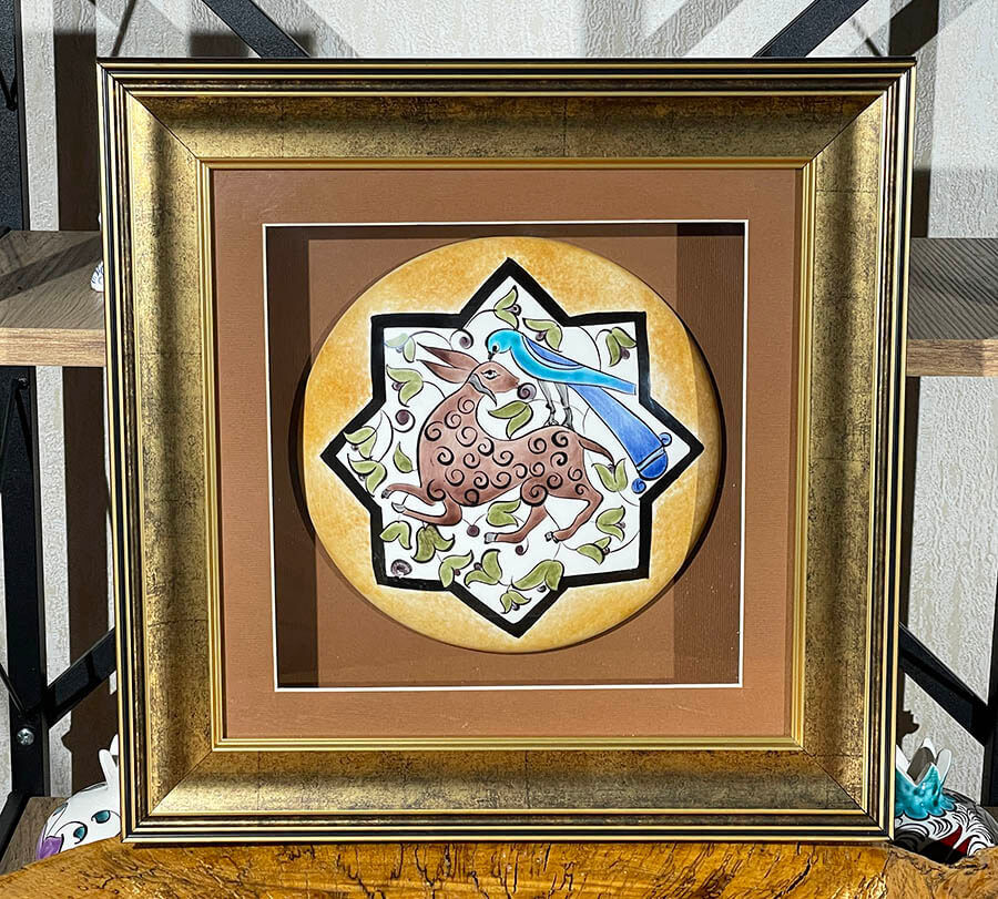 Hirsch- und Vogelliebe Iznik-Fliesenbrett - 1