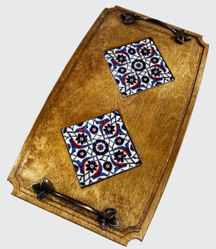 Holztablett mit Kräutermuster - Çini Evi