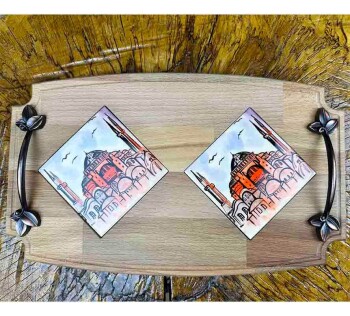 Holztablett mit Moschee-Motiv – Kunstvolle Harmonie aus Tradition und Design - Çini Evi (1)