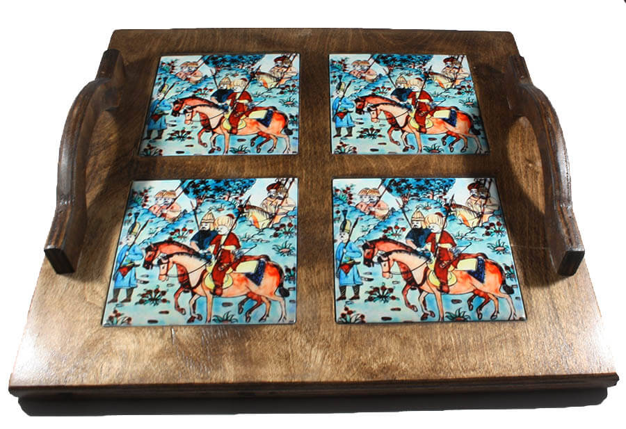 Hunting Scene Wooden Tray - 1
